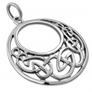 Medium Round Solid Silver Celtic Pendant, pn608
